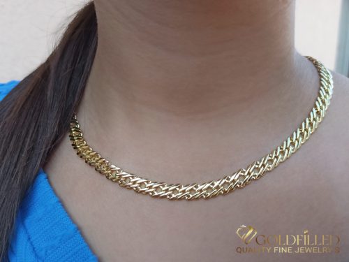 Goldfilled Antyalergiczny Luksusowy Naszyjnik 50cm Długi i 8mm Szeroki Kolor 14K